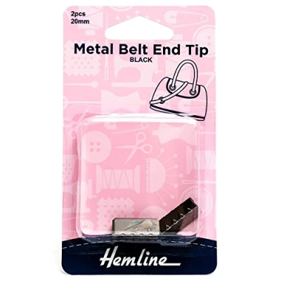 Image of Metal Belt End Tips: 20mm : Nickel Black: 2 Pieces