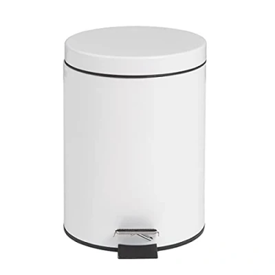 Image of Bolero White Pedal Bin in Stainless Steel with Removal Inner Bucket 5L