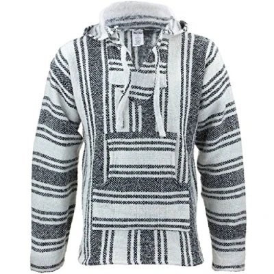 Image of Siesta Mexican Baja Jerga Natural and Black Hooded Hippie top (M)