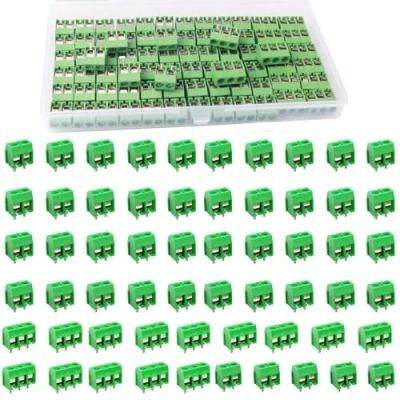 Image of RUNCCI YUN 80pcs 5mm Pitch 2 Pin/3 Pin PCB Mount Screw Terminal Block green (65pcs Pin, 15pcs 3 Pin)