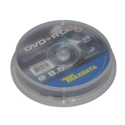 Image of Traxdata DVD + R double layer 10pk 8.5 gb Dl 10pc (S) RW (Virgin GB, DL, 10 pc (S), 240 min, Polycarbonate, Cakebox)