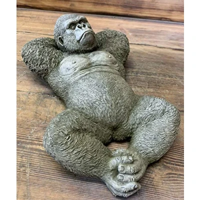 Image of STONE GARDEN LYING SILVERBACK GORILLA MONKEY CHIMP APE STATUE GIFT ORNAMENT
