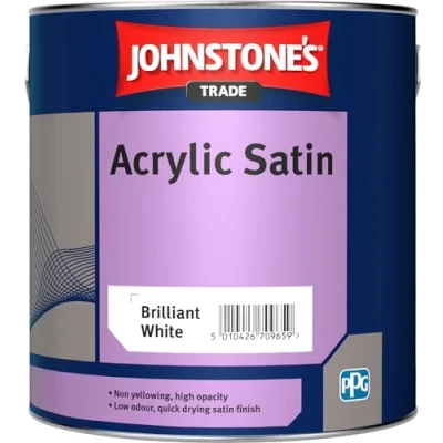 Image of 1LTR JOHNSTONES TRADE ACRYLIC SATIN EMULSION BRILLIANT WHITE