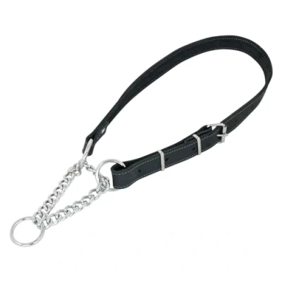 Image of JACK AND VANILLA, Martingale Collar for Dogs, Greased Leather, Colour: Black, Size 16 mm x 35 50 cm