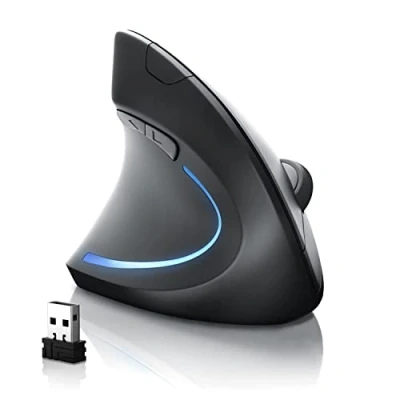 Image of CSL Wireless Vertical Ergonomic USB mouse for left handed users Bluetooth + 2,4 Ghz Optical without cable 5 Buttons 2400 dpi Prevention against arm tennis elbow PC Laptop Mac