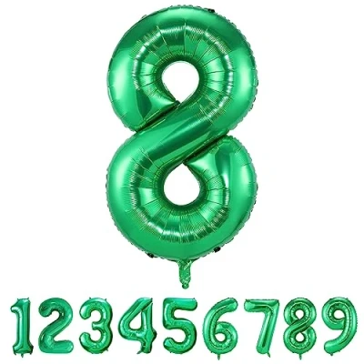 Image of Number Balloons 8,Green 8 Balloon 40 Inch Giant Helium Foil for Boys Girls Party Decor Birthday Anniversary Graduation Decorations Supplies