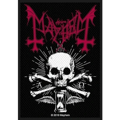 Image of Mayhem Patch Alpha Omega Daemon Band Logo Official Black Woven Sew on One Size