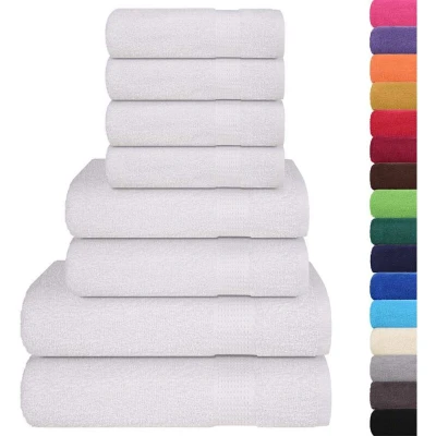 Image of vidaXL 8 Piece Towel Set White 360 gsm 100% Cotton