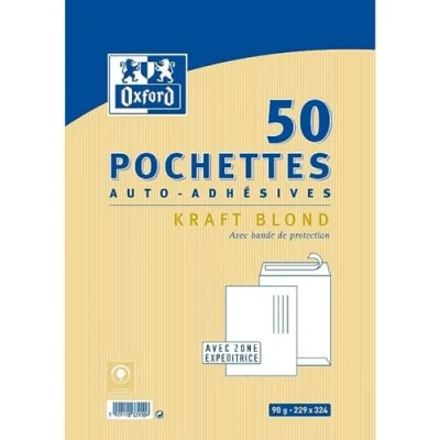 Image of Oxford 50 Brown Kraft Peel and Seal Envelopes