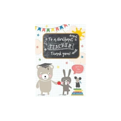 Image of Piccadilly Greetings Brilliant Teacher Thank You Card 7 x 5 inches