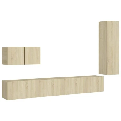 Image of vidaXL 4 Piece TV Cabinet Set Sonoma Oak Engineered Wood