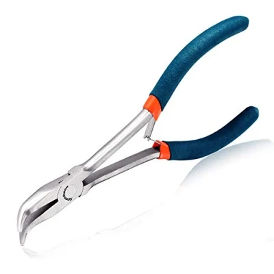 Image of SPEEDWOX Bent Nose Pliers Long Reach 6 Inches 45 Degree Curved Mini Slim Chain Smooth Tapered Jaws Precision Fine for Confined Areas High Leverage Reduce Efforts Jewelry Making Crafts