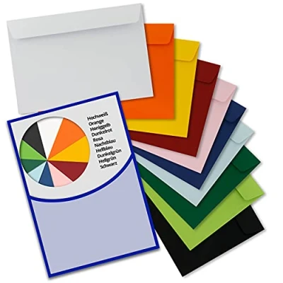 Image of 50 envelopes Color Mix Package 1 DIN C5 16.2 x 22.9 cm Self adhesive without window for greeting cards &amp; invitations FarbenFroh series