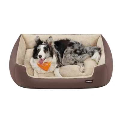 Image of Feandrea Dog Bed Large Washable, Soft Cosy Grey Sofa Puppy for Medium Dogs, Removable Reversible Cushion Beds Pet Bed, XL, 100 x 75 25 cm, Coffee Brown PGW002Z