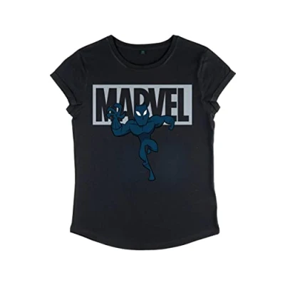 Image of Marvel Women&#039;s Avengers Classic Brick Panther Rolled Sleeve T Shirt, Black, S