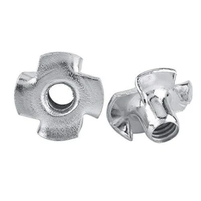 Image of T Nut Set, Zinc Plated Carbon Steel Four Pronged Tee Nuts for Woodworking Furniture Bolt Sets(M4x50)