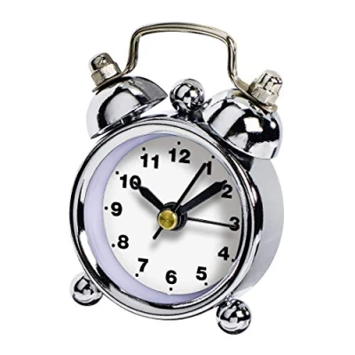 Image of Hama Alarm Clock, Chrome, White, Mini