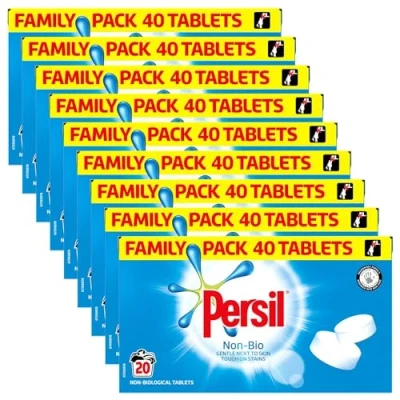 Image of Persil Laundry Tablets Family Pack Gentle next to Skin Touch on Stains New Concentrated Formula for Effortless Laundry, Non Bio 40 tablets, 20 Wash 1.2KG of 9