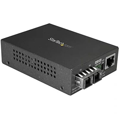 Image of StarTech.com Singlemode (SM) SC Fiber Media Converter for 10/100/1000 Network 10km Gigabit Ethernet 1310nm w/ Auto Negotiation (MCMGBSCSM10)