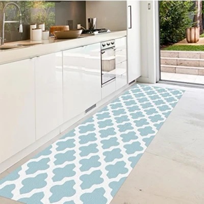 Image of Viniliko Carpet Celosia, Vinyl, Turquoise and White, 66 x 150 3 cm