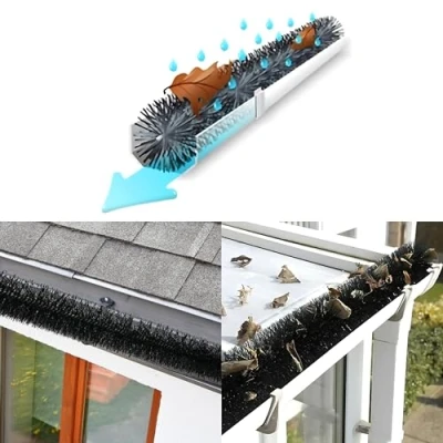 Image of ADEPTNA 4m Gutter Guard Brush Downpipe Drain Leaf Filter Cleaner Tool for Guttering Outdoors Easy to Install Prevent Gutters and Drains from Becoming Blocked or Clogged