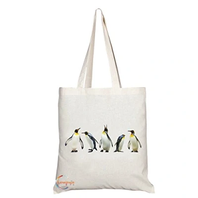 Image of Coralgraph Inc TB306 Beautiful Penguin Image Novelty Present Gift Printed Eco Friendly Stylish Long Handled Tote Shoulder Bag