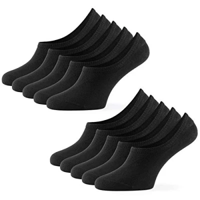Image of Mens Invisible No Show Low Cut Socks(10 Pair Pack) by Mat &amp; Vic&#039;s Cotton Classic Comfortable Breathable (UK 9 11 / EU 43 46, black)