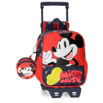 Image of Disney Mickey Mouse Fashion Preschool Backpack Adaptable to Cart Multicoloured 21 x 25 10 cm Microfibre 5.25L, Multicoloured,