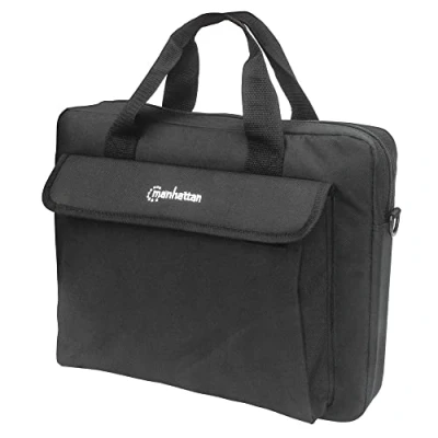 Image of Manhattan London Laptop Bag 14.1&quot;, Top Loader, Accessories Pocket, Shoulder Strap (removable), Notebook Case, Black, Three Year Warranty