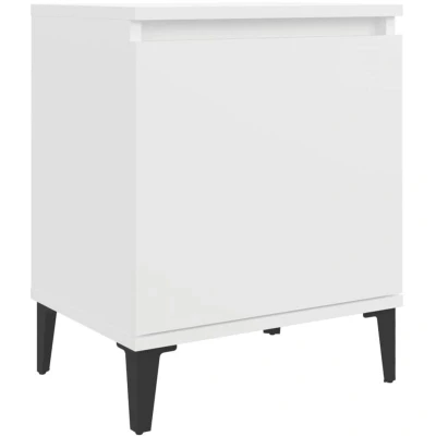 Image of vidaXL Bed Cabinet with Metal Legs White 40x30x50 cm