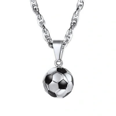 Image of PROSTEEL Football Pendant Necklace Men Women Stainless Steel Chain Hip Hop Soccer Ball Sports Jewelry