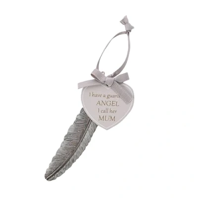 Image of Widdop &amp; Co. Feather and Heart Hanging Plaque Keepsake Mum Guardian Angel Thoughts of You Gift Idea