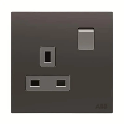 Image of ABB Millenium Single Plug Socket Black Premium Finish 13A Electric Wall Elite Design for the Home and Business AM23386 ST BS SP Switched