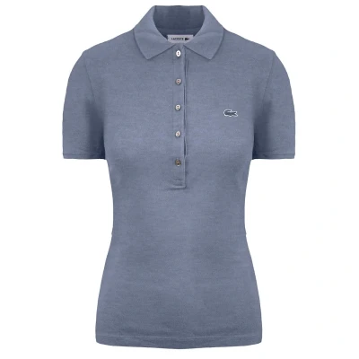 Image of Lacoste Mens Neptune Chine Slim Fit Short Sleeve Polo Shirt PF7845_4D3 Blue Cotton Size 8 UK