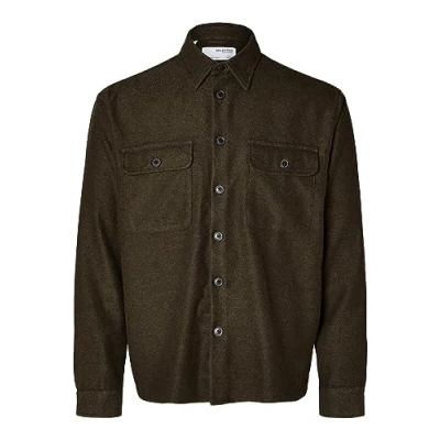 Image of SELECTED HOMME Men&#039;s Slhmason Twill Overshirt Ls Noos Long Sleeve Shirt, Forest Night, XXL