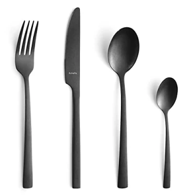 Image of Amefa Manille Stonewash 16 piece Cutlery Set Black