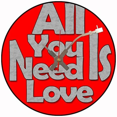 Image of Iconic All you Need Is Love vinyl record wall clock (Beatles)