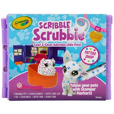 Image of CRAYOLA Scribble Scrubbie Pets Tattoo Shop, Toy Pet Playset, Gift for Kids, Age 3, 4, 5, 6