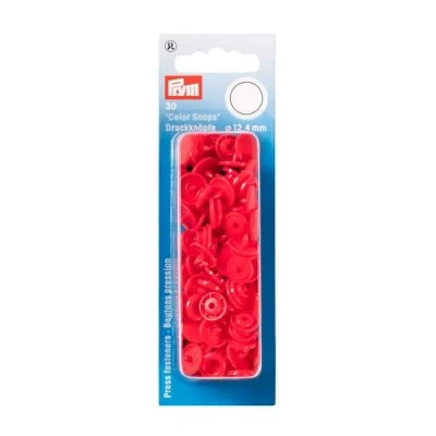 Image of Sewing Free Press Stud Colour Snaps Round 12.4 mm Light Red Plastic