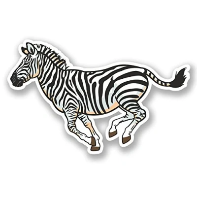 Image of 2 x Zebra Vinyl Sticker Bike Laptop Helmet Car Fun Gift Animal Kids #4430 (10cm Wide 6.3cm Tall)