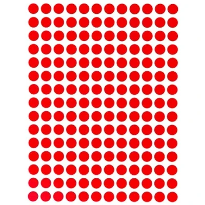 Image of Royal Green Colored Labels 8mm (0.8 cm) Dot Stickers in Neon Red 2520 Pack