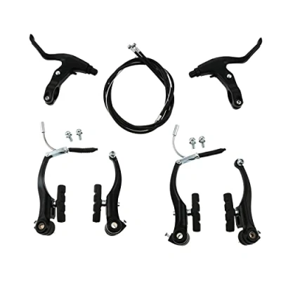 Image of gohantee Complete Bike Brake Set, Black V Set Lever Front and Rear Inner Outer Cables for Most Bicycle, Road Bike, Mountain