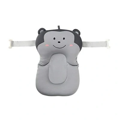 Image of Baby Bather Infant Bath Pad, Moonvvin Floating Soft Pillow &amp; Lounger Newborn Pad Tub Cushion (Grey Monkey with Hook)