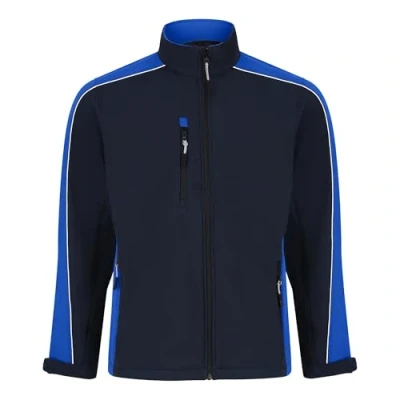 Image of ØRN Mens Workwear Sporty Two Tone Softshell Jacket, Breathable, Water Resistant, Machine Washable Avocet(4288), Navy/Royal, Large