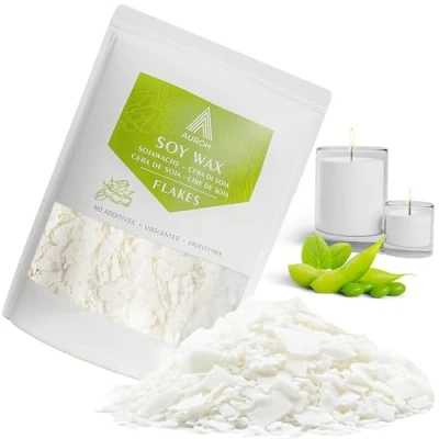 Image of Auroh 100% Pure Soy Wax for Candle Making 1KG Natural SOYA Container Flakes Biodegradable, eco Friendly