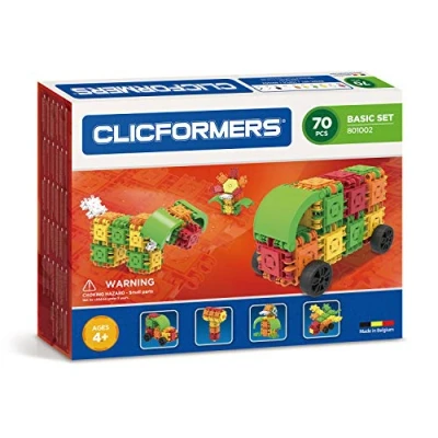 Image of Clicfomers construction toys, building blocks basic set 70 pieces, educational kids toys for hours of fun, STEM 4 year old boy &amp; girl and older