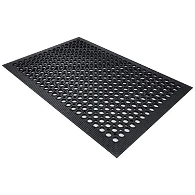 Image of SrS Rugs® Rubber Mats Outdoor Entrance Non Slip Anti Fatigue Drainage Holes (Rubber Rings, 90cm x 150cm)