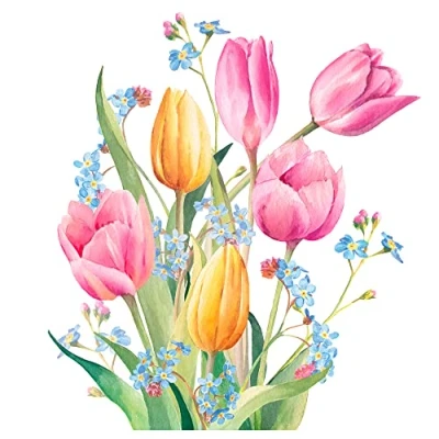 Image of Napkins Tulips 20 Pack 3 Ply Paper Ambiente Party Tableware Serviettes 16.5cm x