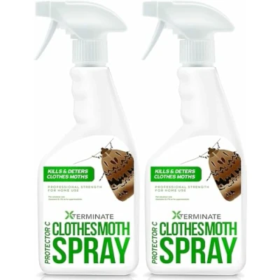 Image of Xterminate 2 x 1L Carpet/Clothes Moth Killer Spray Treatment Fast Acting, Safe and Effective on All Carpets, Rugs, Upholstery Other Surfaces