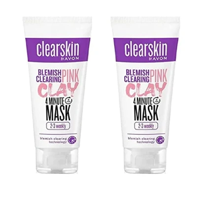 Image of Pack of 2 Clearskin Blemish Clearing Pink Clay 4 minute Mask x 75ml by Avon